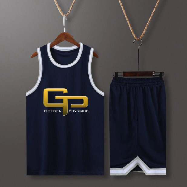 GP blue sleeveless basketball jersey