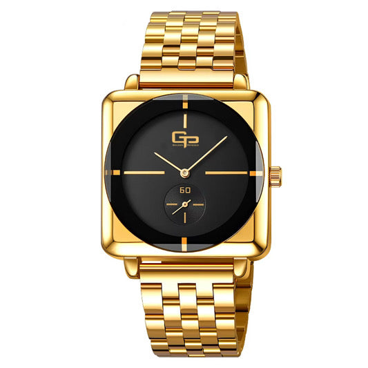 GP gold-tone metal watch with a square case