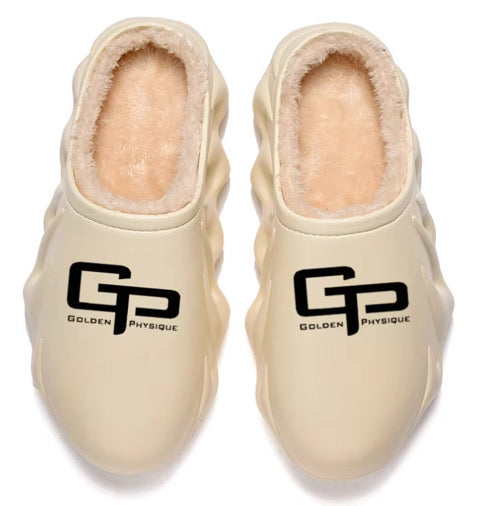 GP slip-on clogs with a soft beige faux-fur lining
